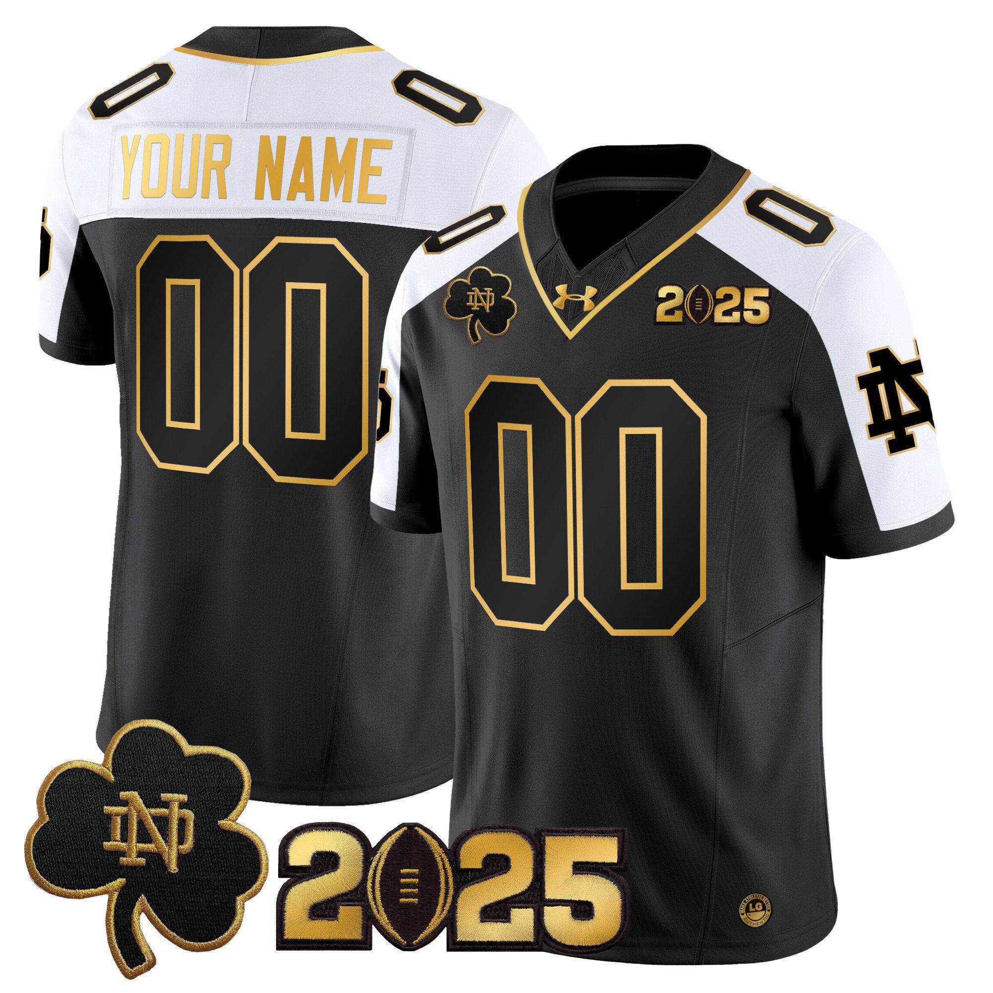 Men Notre Dame Fighting Irish Black 2025 CFP Final Patch Gold Vapor Limited Custom NCAA Jersey->customized ncaa jersey->Custom Jersey